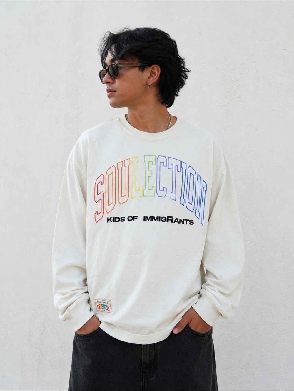 Soulection Worldwide Kids Of Immigrants Rainbow Graphic Long Sleeve Tee USA